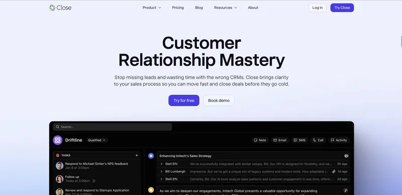 Chiudere la homepage del CRM