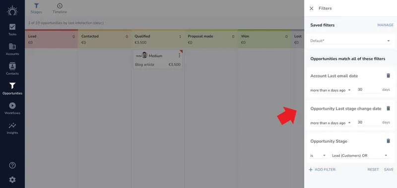 cree un filtro para limpiar fácilmente su canal de ventas