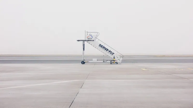 Ett foto av en flygplanstrappa på hjul parkerad på en landningsbana som en metafor för en startbana