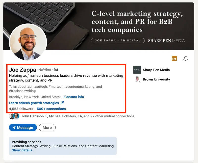 optimerad LinkedIn-profil för byråägaren