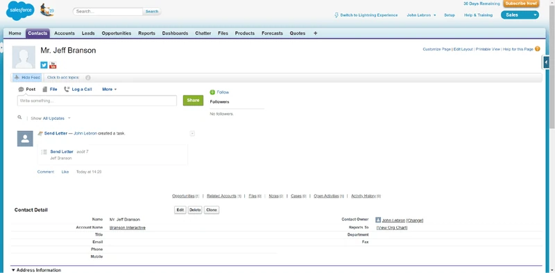 un contact dans salesforce
