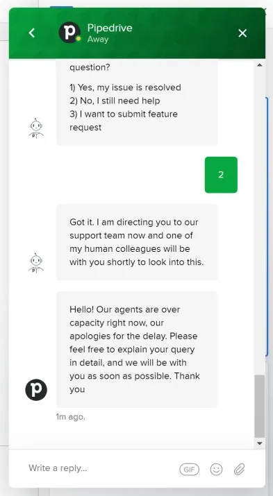 support pipedrive
