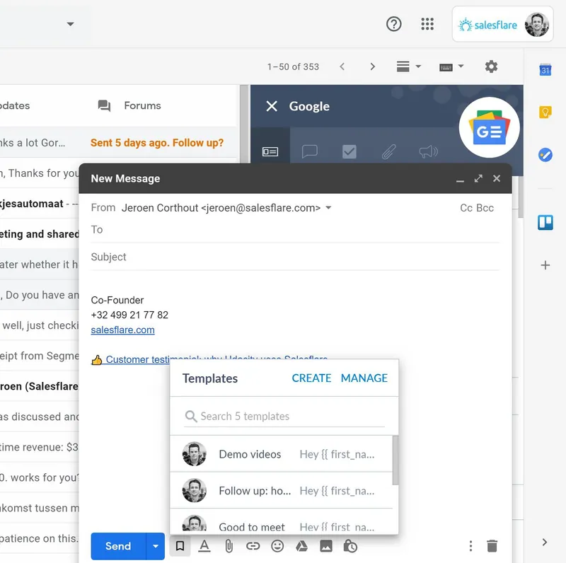 SalesflareのGmail用メールテンプレート
