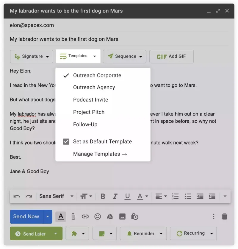 Right Inbox - Gmailのテンプレート