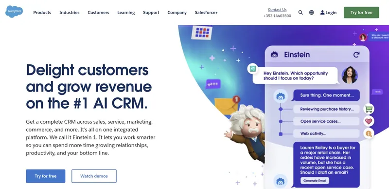 Page d'accueil de Salesforce : le CRM IA #1