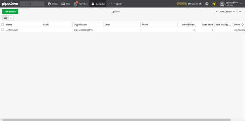 liste dans pipedrive