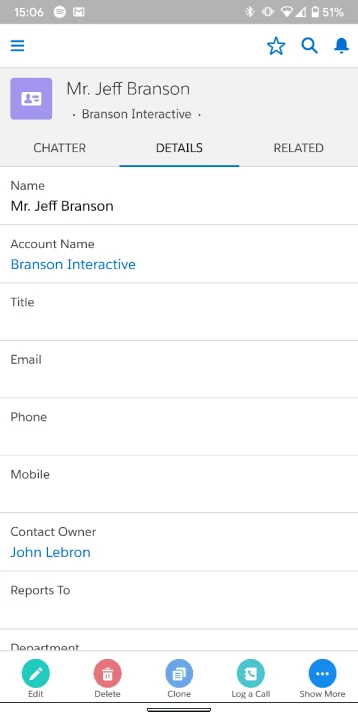 coordonnées sur mobile dans salesforce