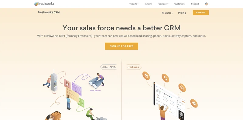 Page d'accueil Freshworks CRM