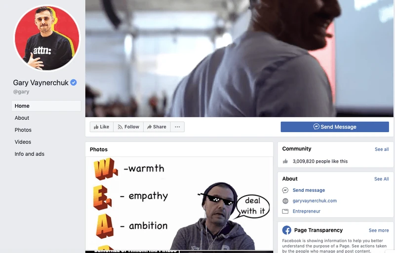 Strona gary'ego vaynerchuka na Facebooku