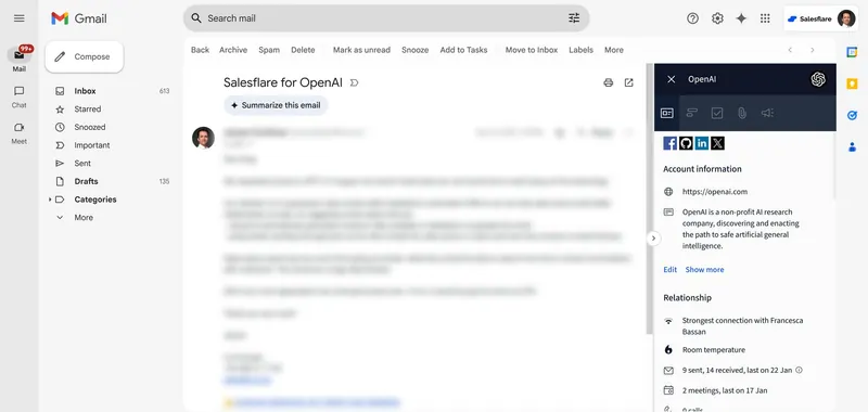 Verwalten Sie Leads von Ihrem Google Mail-Posteingang aus mit der Google Mail-Seitenleiste von Salesflare