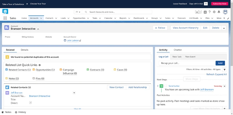 un compte dans salesforce